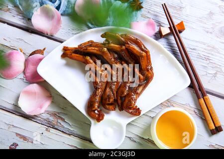 Delicious cold dishes spiced duck palm Stock Photo