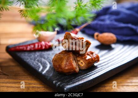 Delicious cold dishes spiced duck neck Stock Photo