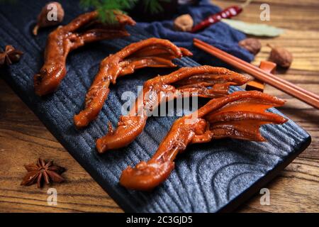 Delicious cold dishes spiced duck palm Stock Photo