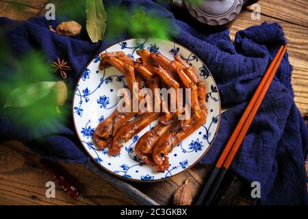 Delicious cold dishes spiced duck palm Stock Photo