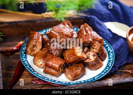 Delicious cold dishes spiced duck neck Stock Photo