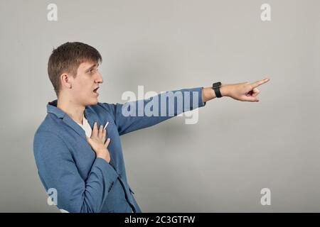 Hand pointer with forefinger pointing forward. Index finger to show direction Stock Photo