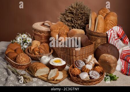 Still Life With Bread In Russian National Style Stock Photo