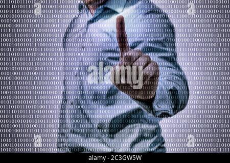 Business man on the subject of software and computer science as a background or texture Stock Photo