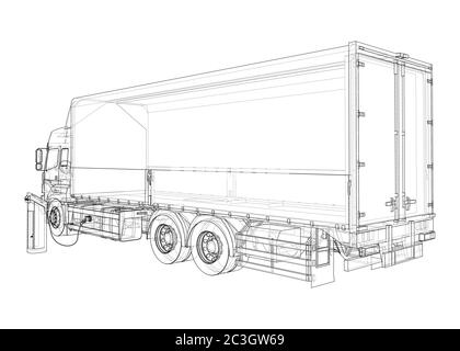 Electric Truck Charging Station Sketch. Vector Stock Vector