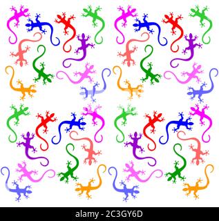 Set of seamless gecko patterns - vector illustration Stock Vector
