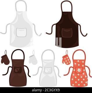 Premium Vector  Colorful kitchen aprons set of banners illustration.  protective garment. cooking dress for housewife or chef of restaurant.  coking science. lets cook tasty food. clothing.