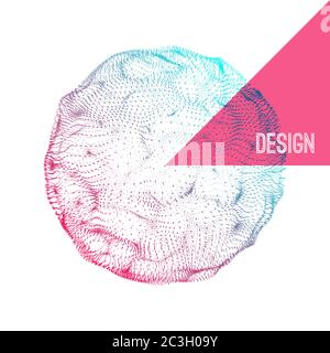 Sphere with connected lines and dots. Global digital connections. Wireframe illustration. Abstract 3d grid design. Technology style. Stock Vector