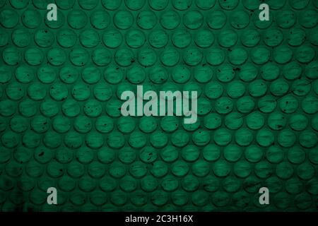green or teal plastic bubble wrap texture for background Stock Photo
