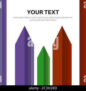 Orange, green, purple colored bar pattern drawings on white background. Building shaped pattern, poster, banner, brochure design. Vector illustration. Stock Vector