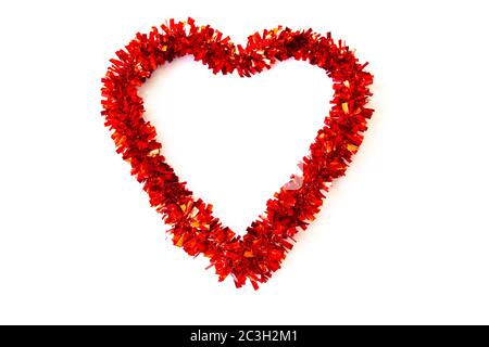 Red heart shaped decoration isolated on a white background Stock Photo