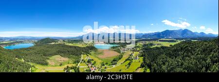 Lake Klopeiner See and Turnersee in Carinthia, Austria. Aerial view to the beautiful lakes and the mountains in Slovenia. Stock Photo