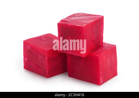 beetroot diced isolated on white background with clipping path and full depth of field Stock Photo