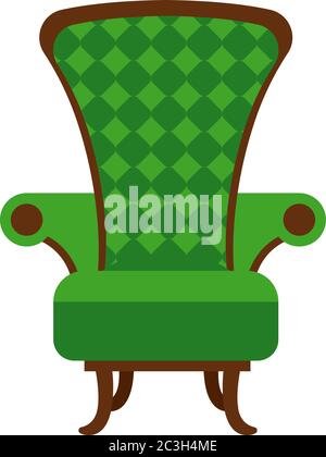 Cozy home green chair with armrests and high back. Vector illustration is not a furniture theme. Stock Vector