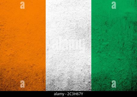 the Republic of Côte d'Ivoire (Ivory Coast) National flag. Grunge Background Stock Photo