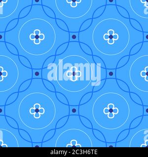 Portuguese azulejo tiles. Encaustic seamless patterns, prints. Stock Vector