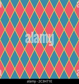 Harlequin vintage or argyle seamless pattern. Vector texture of rhombuses Stock Vector