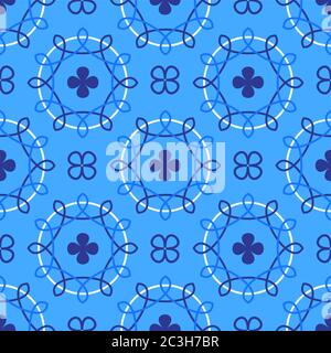 Portuguese azulejo tiles. Encaustic seamless patterns, prints. Stock Vector