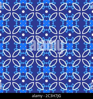Portuguese azulejo tiles. Encaustic seamless patterns, prints. Stock Vector