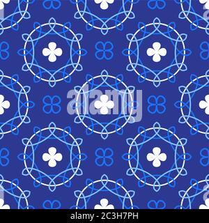 Portuguese azulejo tiles. Encaustic seamless patterns, prints. Stock Vector