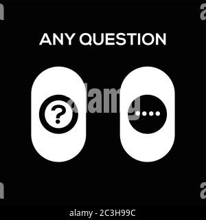 Black drawing of any question icon on a white background. Vector illustration. Stock Vector