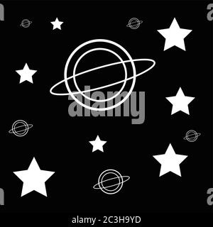 Stars and galaxy, world icon illustrations on a black background.Vector illustration. Stock Vector