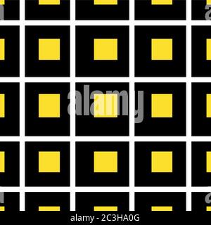 Successive yellow squares and white color on black background. Lines are vertical and horizontal. Stock Vector