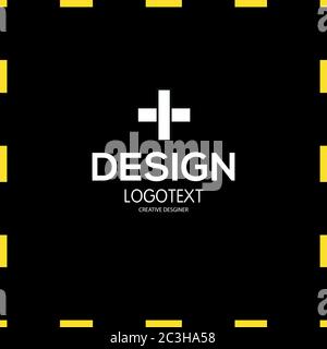 Logo work and yellow and black lines on the edges of the square Stock Vector