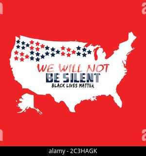 America map in white color on red background. The blue and red colored we will not be written on the map. There are red and blue stars on the map. Stock Vector