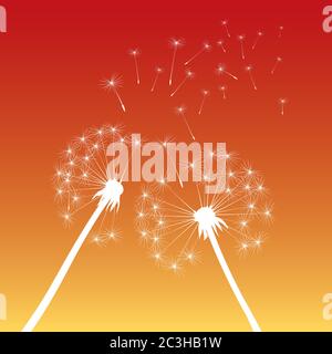 Dandelion on colour background. Vector illustration. EPS file. Stock Vector