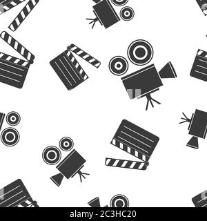 Movie projector and clapper board seamless pattern Stock Vector