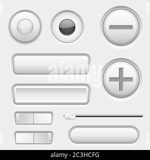 Gray web buttons. Push buttons and sliders Stock Vector