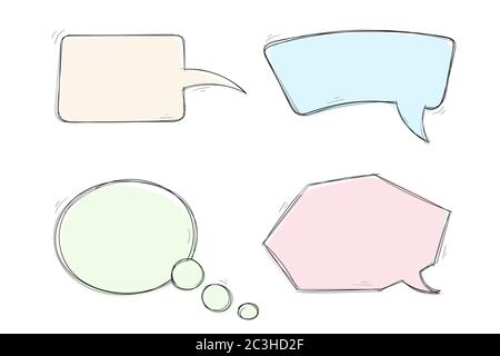 Speech bubbles. Colored set of hand drawn sketch Stock Vector