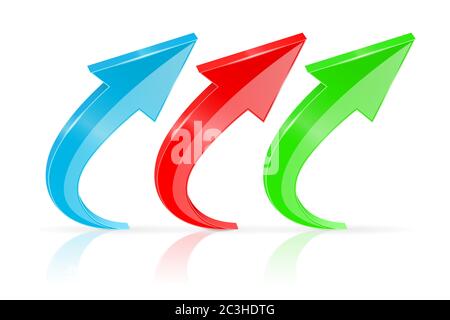 UP arrows set. Shiny 3d colored icons Stock Vector