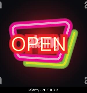 open neon sign for your store and shop, vector illustration Stock Vector