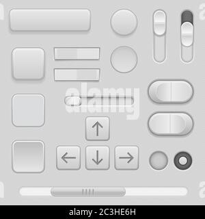 Gray web buttons. Push buttons and sliders Stock Vector
