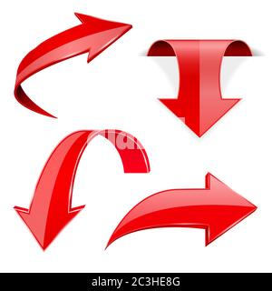 Red shiny 3d arrows Stock Vector