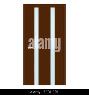 Brown interior door with glass element Stock Vector