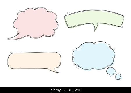 Speech bubbles. Colored set of sketch icons Stock Vector