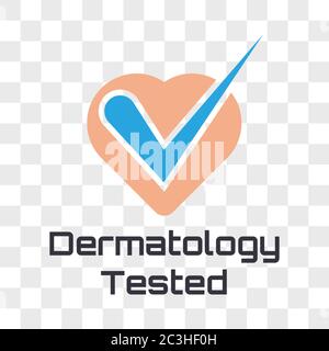 dermatology tested logo for cosmetic product. vector illustration Stock Vector