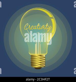 CREATIVITY word business in light bulb, creative business concept, vector illustration Stock Vector
