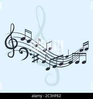 music notes for music background, vector illustration Stock Vector