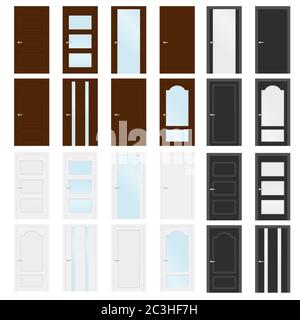 Collection of interior doors. House office doors Stock Vector