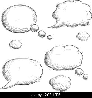 Speech bubbles. Hand drawn sketch Stock Vector