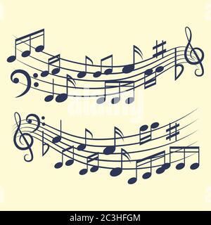 music notes for music background, vector illustration Stock Vector