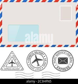Blank envelope and postmark elements Stock Vector