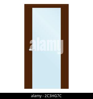 Brown interior door with glass element Stock Vector