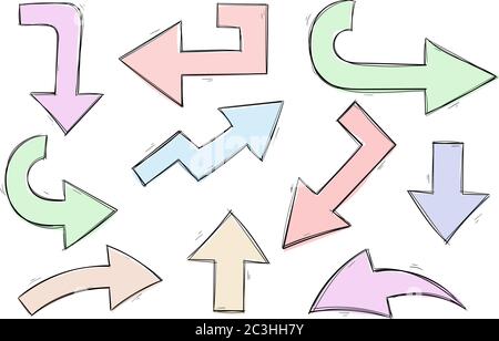 Arrows. Colored hand drawn sketch Stock Vector