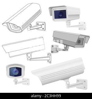 CCTV security camera set. Surveillance devices Stock Vector