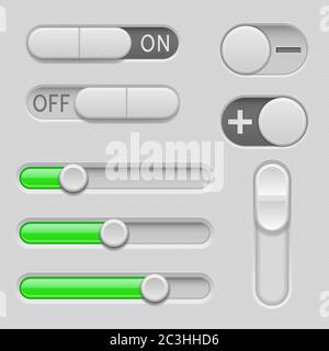 Gray and green web buttons. Push buttons Stock Vector